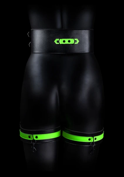 Ouch! Glow in the Dark Thigh Cuffs, Hand Cuffs and Belt