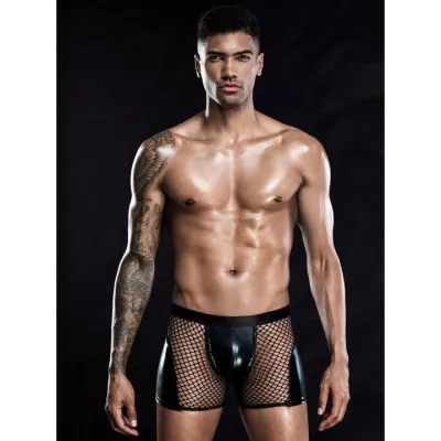 Bondara Edge Men s Wet Look Fishnet Boxers
