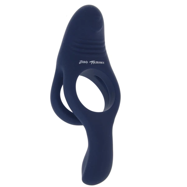 Zero Tolerance Ring Around The Rosy Silicone Vibrating Double Cock Ring & Ball Stimulator - Blue