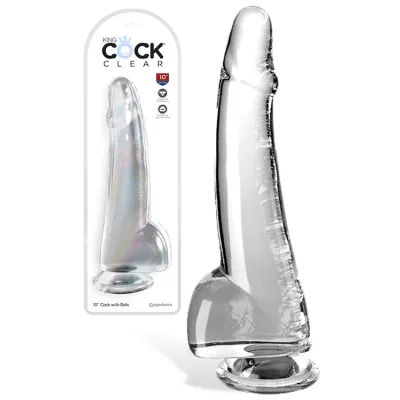 Pipedream King Cock Clear 10 Realistic Dildo with Balls Suction Cup Base
