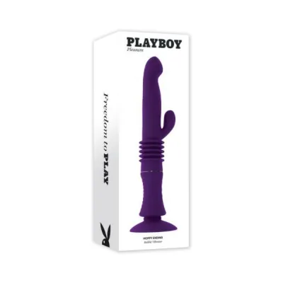 Rabbit Vibrators Playboy Hoppy Ending Rechargeable Silicone Thrusting Rabbit Vibrator Acai