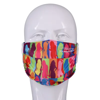 DJ Reversible and Adjustable Face Mask Main Squeeze Pattern with Black Ear Loops