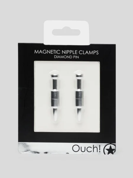 Ouch! Magnetic Silver Diamond Pin Nipple Clamps