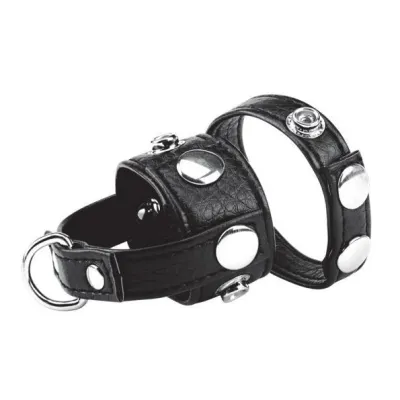 C B Gear Cock Ring with Ball Stretcher 1 inch Black