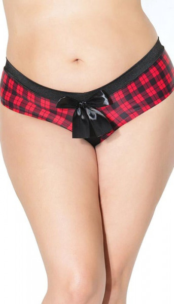 Sexy Plaid Crotchless Thong Panty
