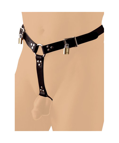 Strict Leather Locking Male Anal Plug Harness