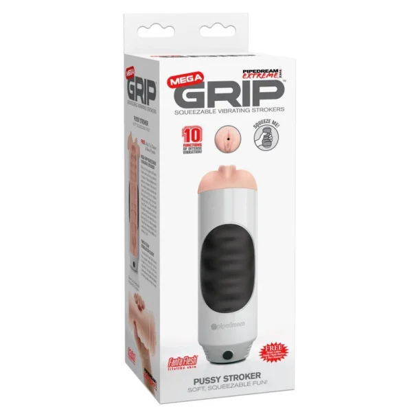Mega Grip Squeezable Vibrating Pussy Stroker