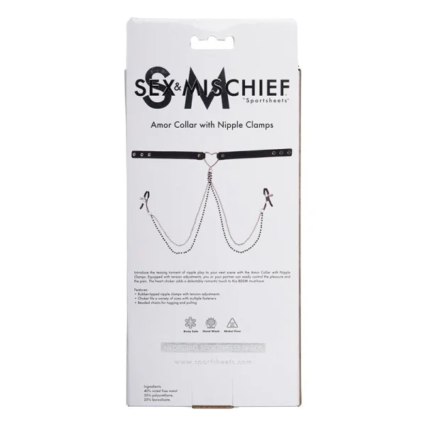 Sex & Mischief Amor Collar With Nipple Clamps By Sportsheets
