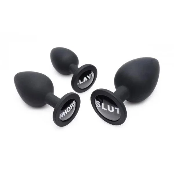 Dirty Words Anal Plug Set 3 Piece Black Plugs