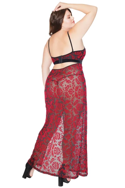 Velvet Jacquard Lace Lingerie Dress — image 15 of 16