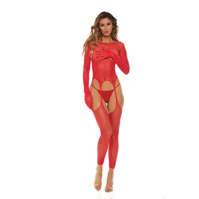 Bring It Over Bodystocking One Size Red