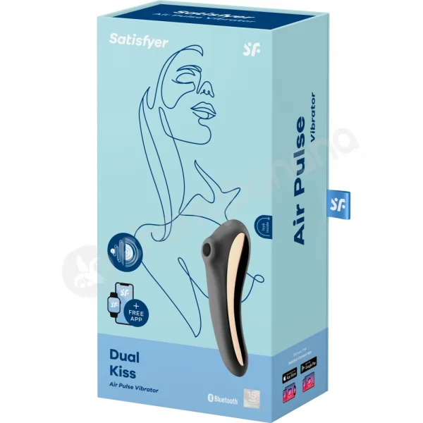 Satisfyer Black Dual Kiss 2 in 1 Vibrating & Pressure Wave Stimulator