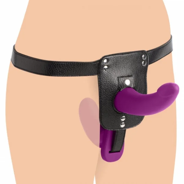 Vibrating Double-Sided Strap-On in Purple