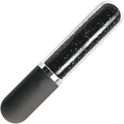 Stardust Charm Silicone Glass Rechargeable Vibrator Black