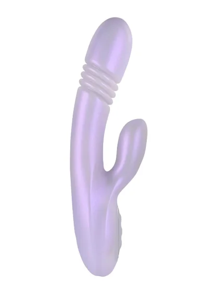 Playboy Pleasure Bumping Bunny Warming Rechargeable Silicone Thrusting Rabbit Vibrator - Lavender