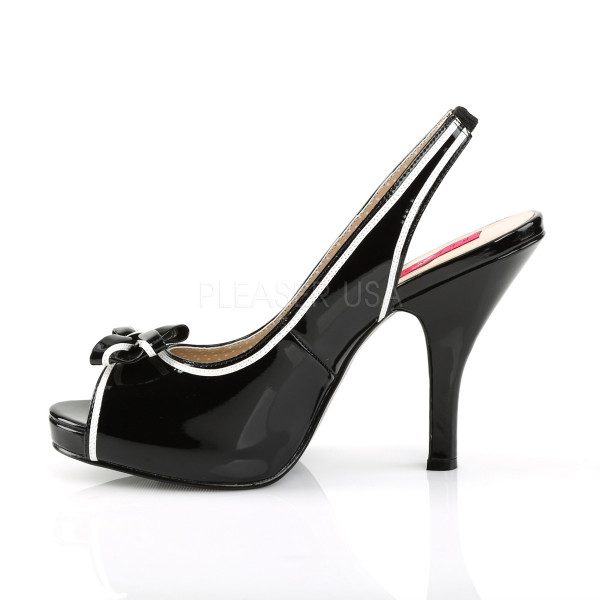 4 1/2 inches Heel, 3/4 inches Hidden P/F Peep Toe Slingback Sandal W/Bow — image 11 of 16