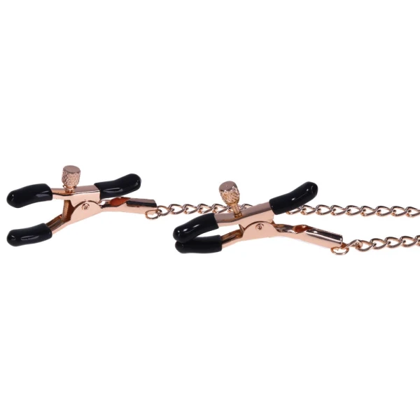 Sex & Mischief Brat Charmed Nipple Clamps By Sportsheets - Rose Gold & Black