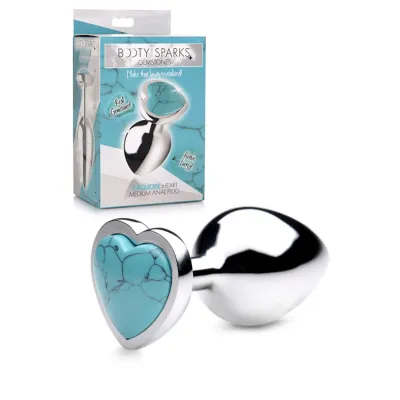 Booty Sparks Gemstones Turquoise Heart Anal Plug
