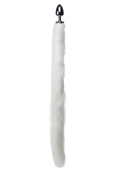 Tailz Aluminum Anal Plug With Extra Long White Faux Mink Tail