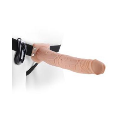Fetish Fantasy 11 inches Vibrating Hollow Strap On Beige