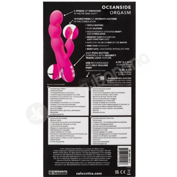 California Dreaming Oceanside Orgasm Pink Rabbit Vibrator With Clitoral Suction