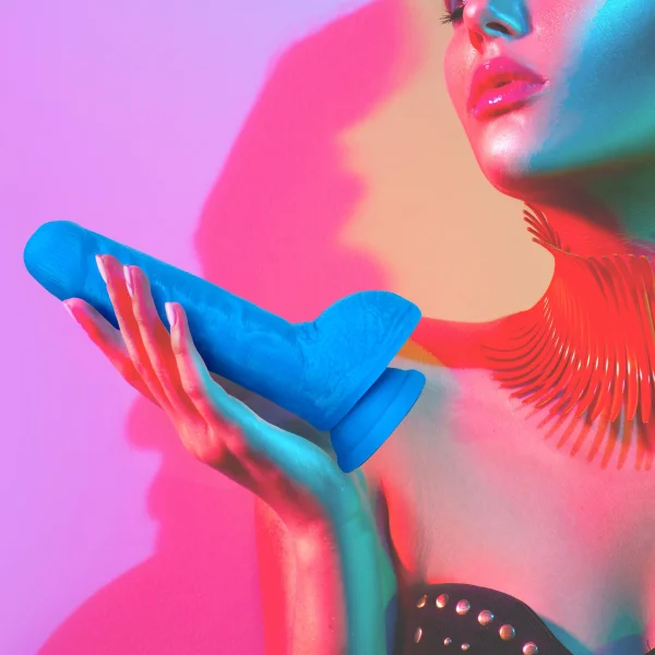 Neo Elite - 9 Inch Silicone Dual Density Cock With Balls - Blue