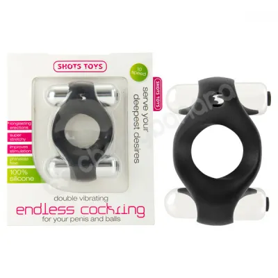 Shots Toys Black Double Vibrating Endless Cockring