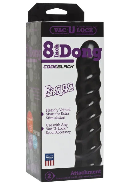 Vac-U-Lock 8 inch Dong Raging Hard-Ons CODEBLACK