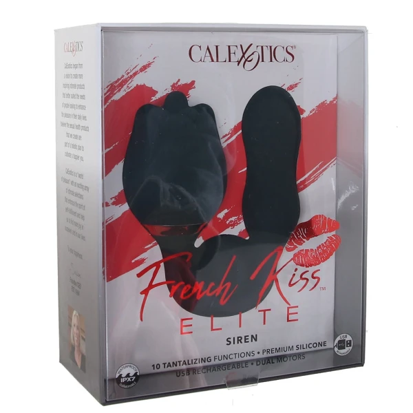 French Kiss Elite Siren Bullet Vibrator & Flickering Tongue Clitoral Stimulator By CalExotics - Black