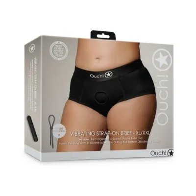 Strap on Dildos Harnesses Shots Ouch Vibrating Strap on Brief Black Xl 2xl