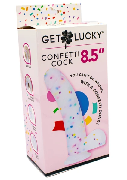 Get Lucky Confetti Cock 8.5&quot; Silicone Dildo