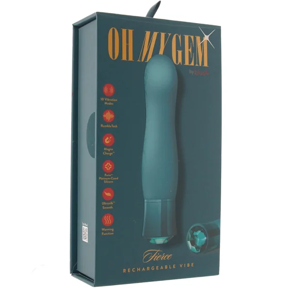 Oh My Gem Fierce Rechargeable Silicone Warming G-Spot Vibrator By Blush - Blue Topaz
