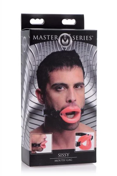 Sissy Mouth Gag Pink Silicone Lips Black Strap — image 8 of 8