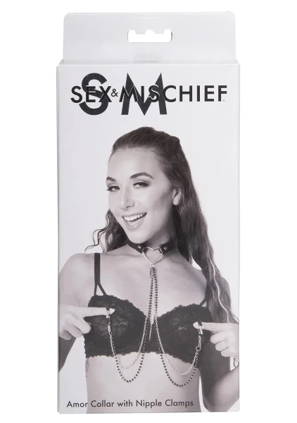 Sex & Mischief Amor Collar With Nipple Clamps By Sportsheets