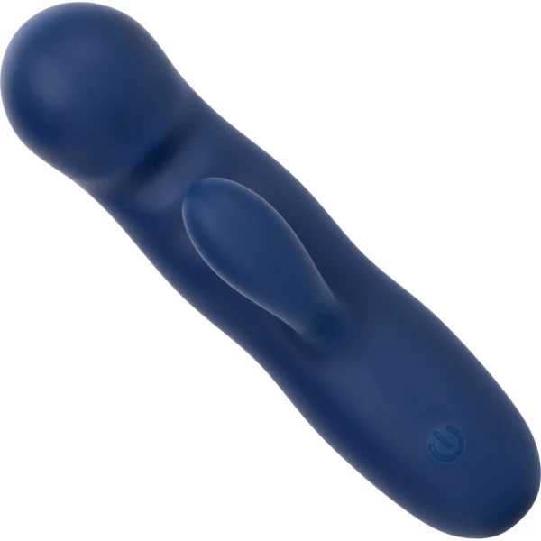 Cashmere Silk Duo Rechargeable Waterproof Silicone Rabbit Vibrator By CalExotics - Blue