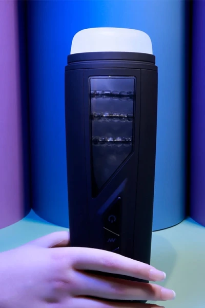 Playboy Pursuit Of Pleasure 10.7" Vibrating Stroker with Beaded Pleasure Rings