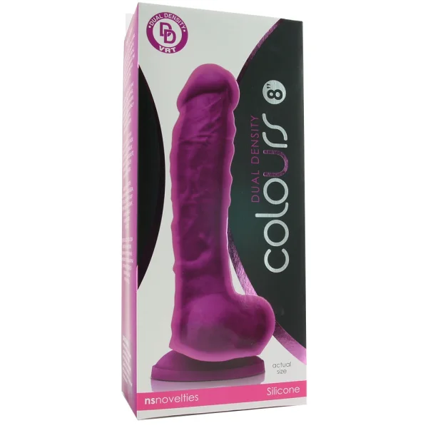 Colours Dual Density 8 Inch Silicone Suction Cup Dildo - Purple