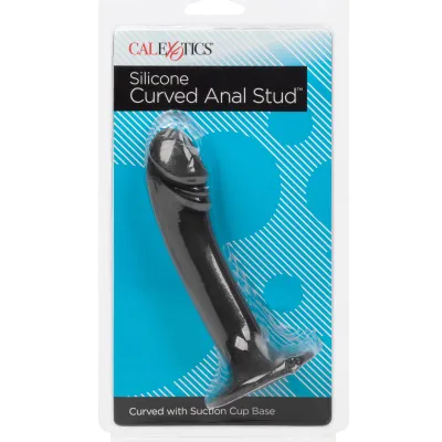 Silicone Curved Anal Stud Black