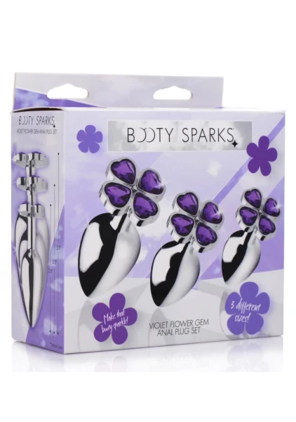 Booty Sparks Violet Flower Gem Anal Plug Set