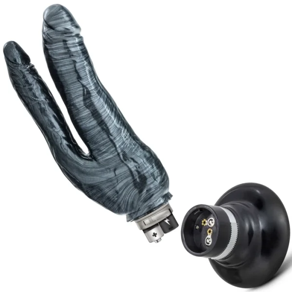 Ultra Veined Vibrating Double Penetration Suction Cup Dildo