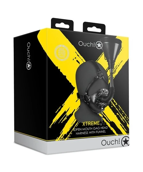 Ouch! Xtreme Head Harness Funnel Gag with Plug Stopper — image 7 of 8