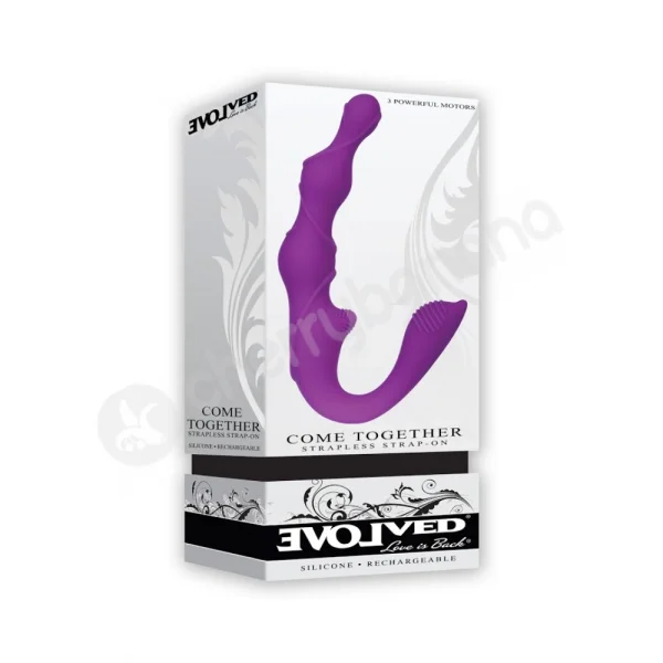 Come Together Purple Strapless Strap-On Vibrator