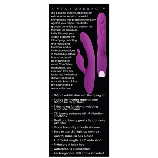 Adam and Eve Deluxe Thumper 9" Silicone Rabbit Vibrator