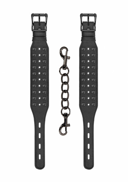 Ouch! Skulls and Bones - Ankle Cuffs with Spikes - Black - Adult BDSM Toys