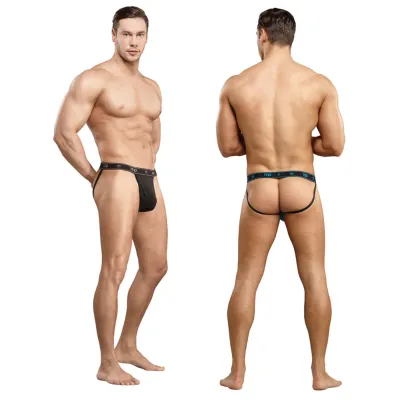 Male Power Bamboo Jock Black L XL