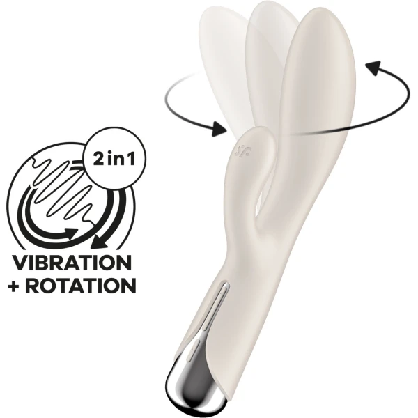 Satisfyer Spinning Rabbit 1 Rechargeable Waterproof Silicone Dual Stimulation Vibrator - Beige