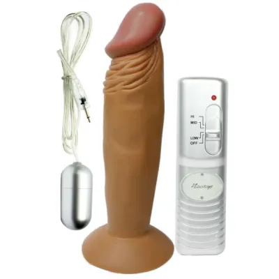Real Skin Latin American Whoppers Vibrating Dong 6 Inch Brown