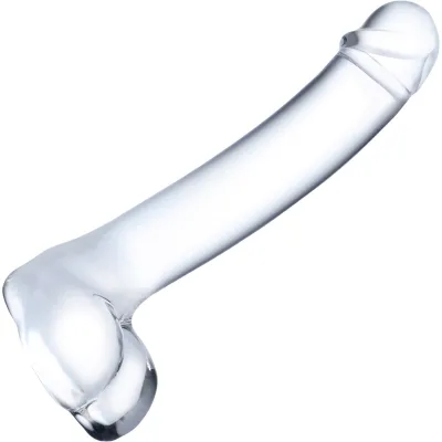 Glas Realistic Curved Glass G Spot Dildo Clear