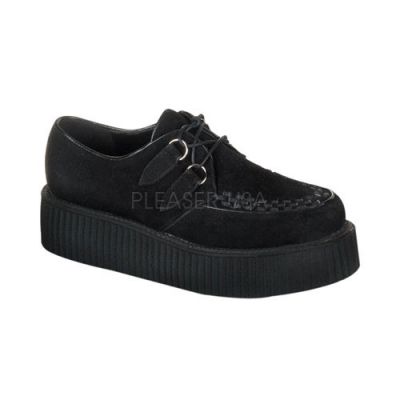 CREEPER 402S 2 P F Rockabilly Punk Goth Blk Suede Creeper