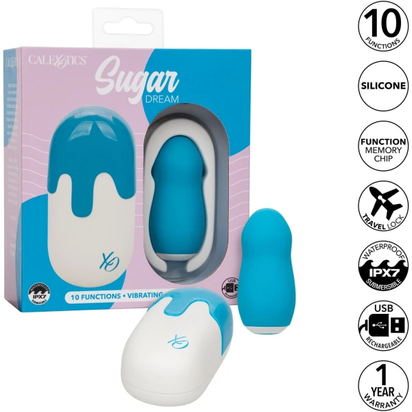 Sugar Dream Rechargeable Waterproof Silicone Clitoral Vibrator By CalExotics - Blue
